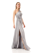 One Shoulder Pleated Maxi Dress