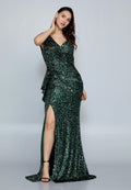 One Shoulder Maxi Dress Sequin