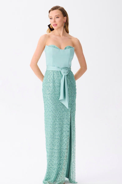 Strapless Sequin Maxi Dress