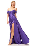 Purple maxi off shoulder dress with stones