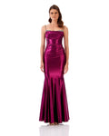 Rhinestone Strap Satin Maxi Dress