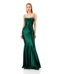 Rhinestone Strap Satin Maxi Dress