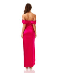 Off Shoulder Satin Column Maxi Dress