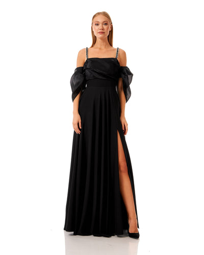 Off Shoulder Stone Strap Maxi Dress