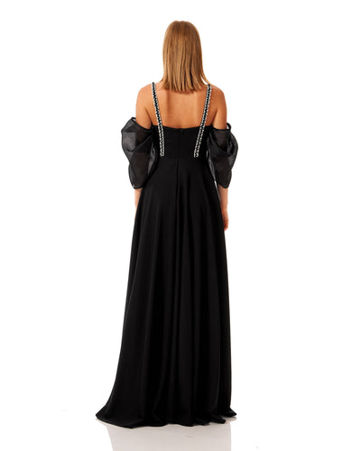 Off Shoulder Stone Strap Maxi Dress