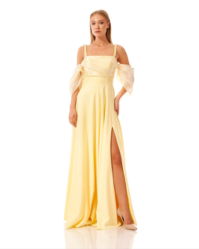 Off Shoulder Stone Strap Maxi Dress