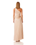 One Shoulder Pleated Polyester Maxi Dress