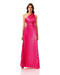 One Shoulder Pleated Polyester Maxi Dress