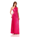 One Shoulder Pleated Polyester Maxi Dress