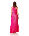 One Shoulder Pleated Polyester Maxi Dress