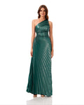 One Shoulder Pleated Polyester Maxi Dress