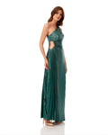 One Shoulder Pleated Polyester Maxi Dress