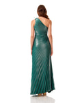 One Shoulder Pleated Polyester Maxi Dress